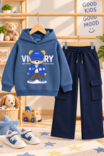 Victory Bear Blue Hoodie And Cargo pocket trouser