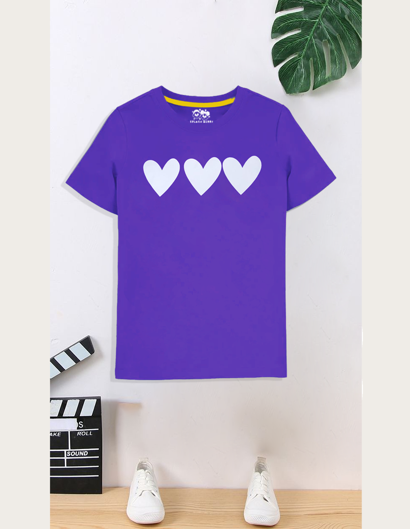 Purple hearts girlish summer T-shirt