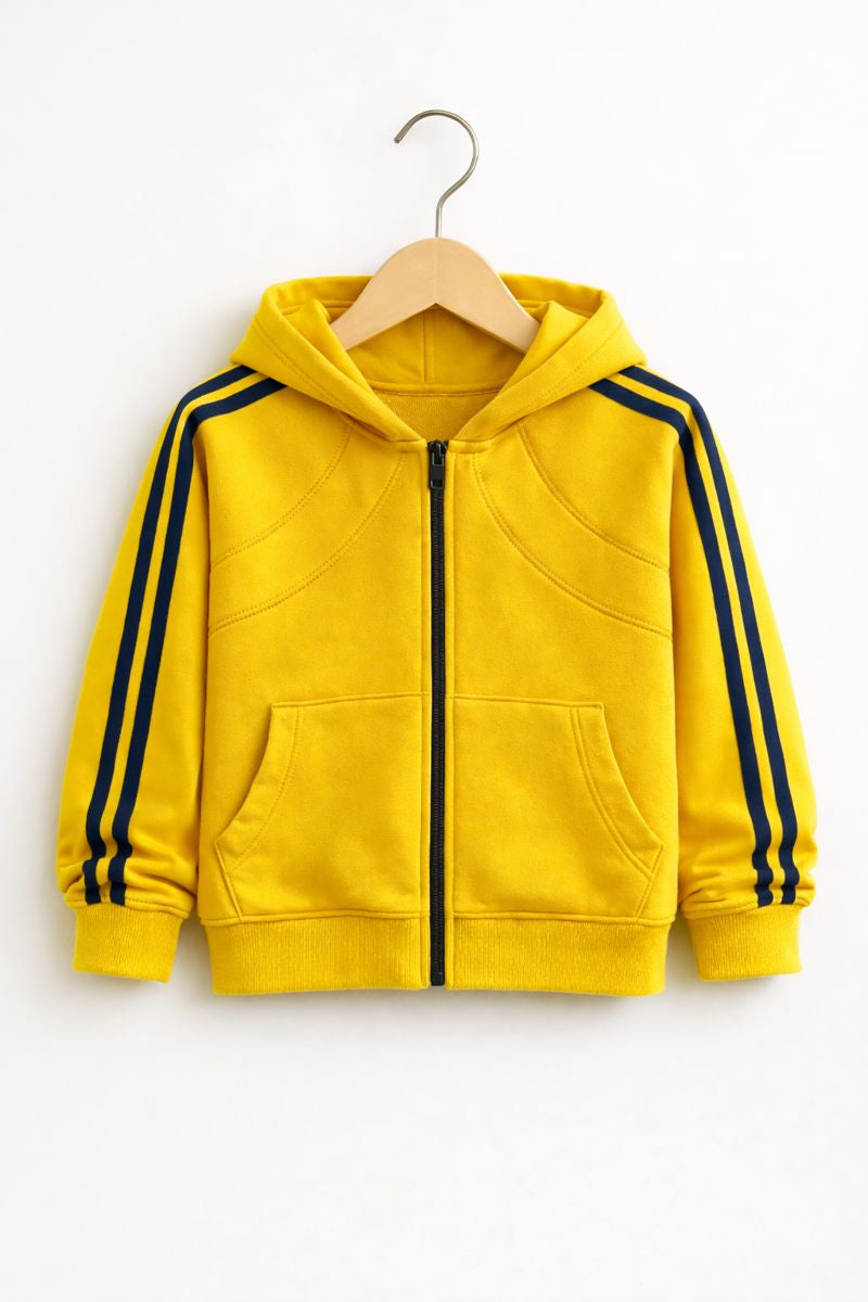 Mustered kids hood with black stripes