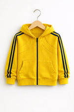 Mustered kids hood with black stripes