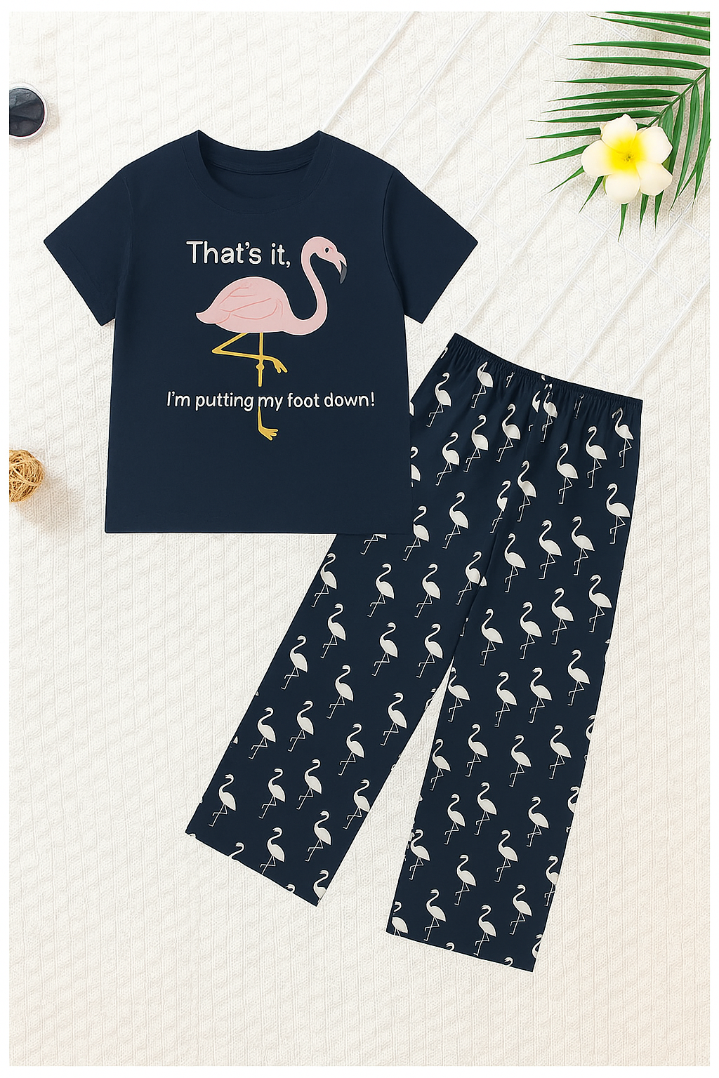 Flamingo mood kids T-shirt & Trouser