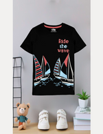 Ride the waves kids summer T-shirt