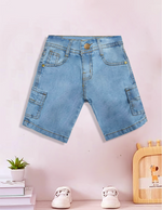 Ice blue 2 side pockets jeans kids summer shorts