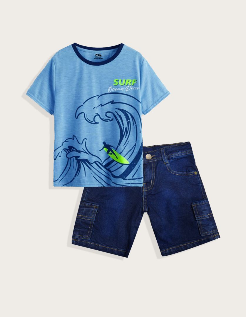 Surf summer T-shirt & denim short set
