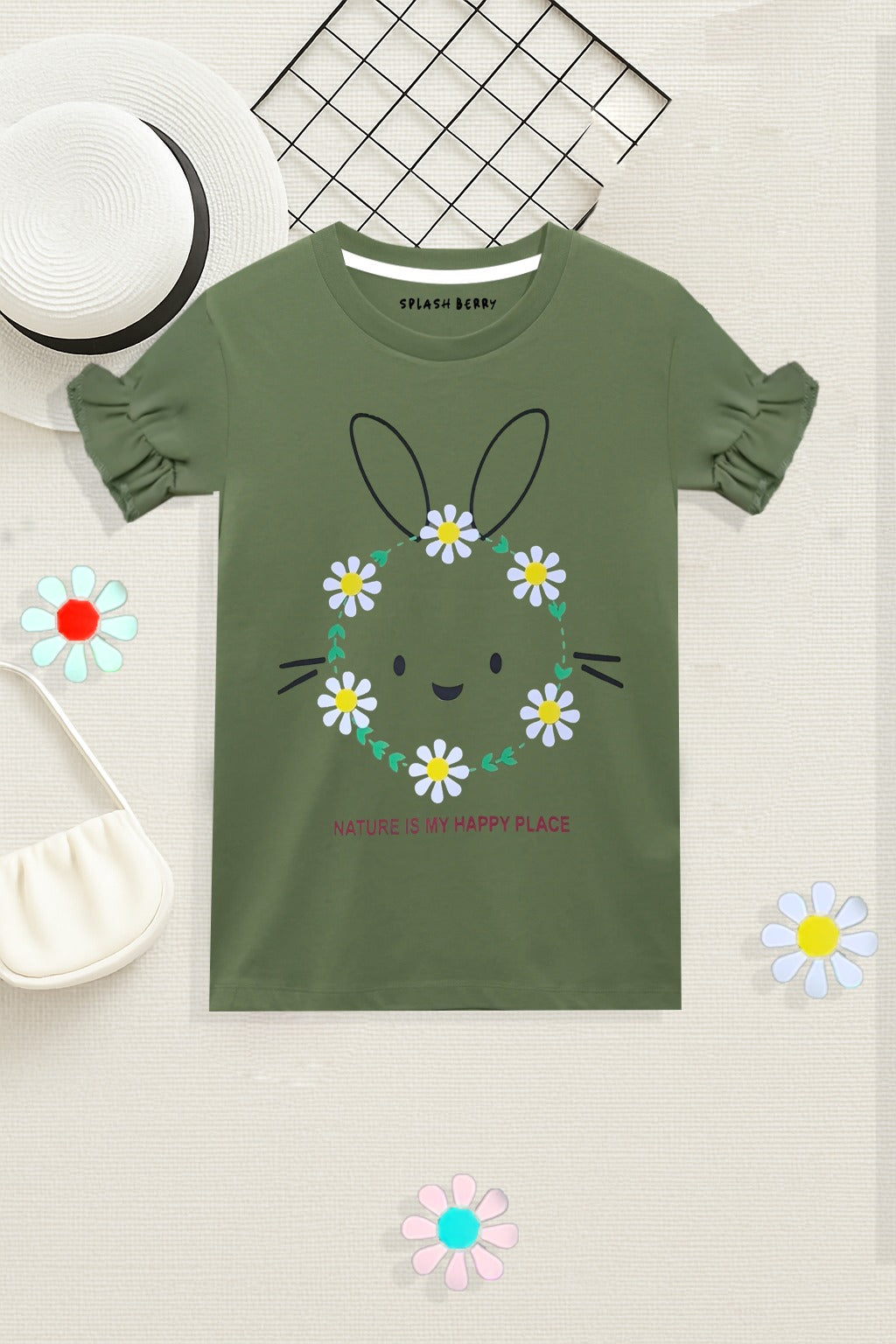 Happy place girl kids summer t-shirt