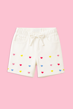 CUTE HEARTS WHITE DENIM SHORT