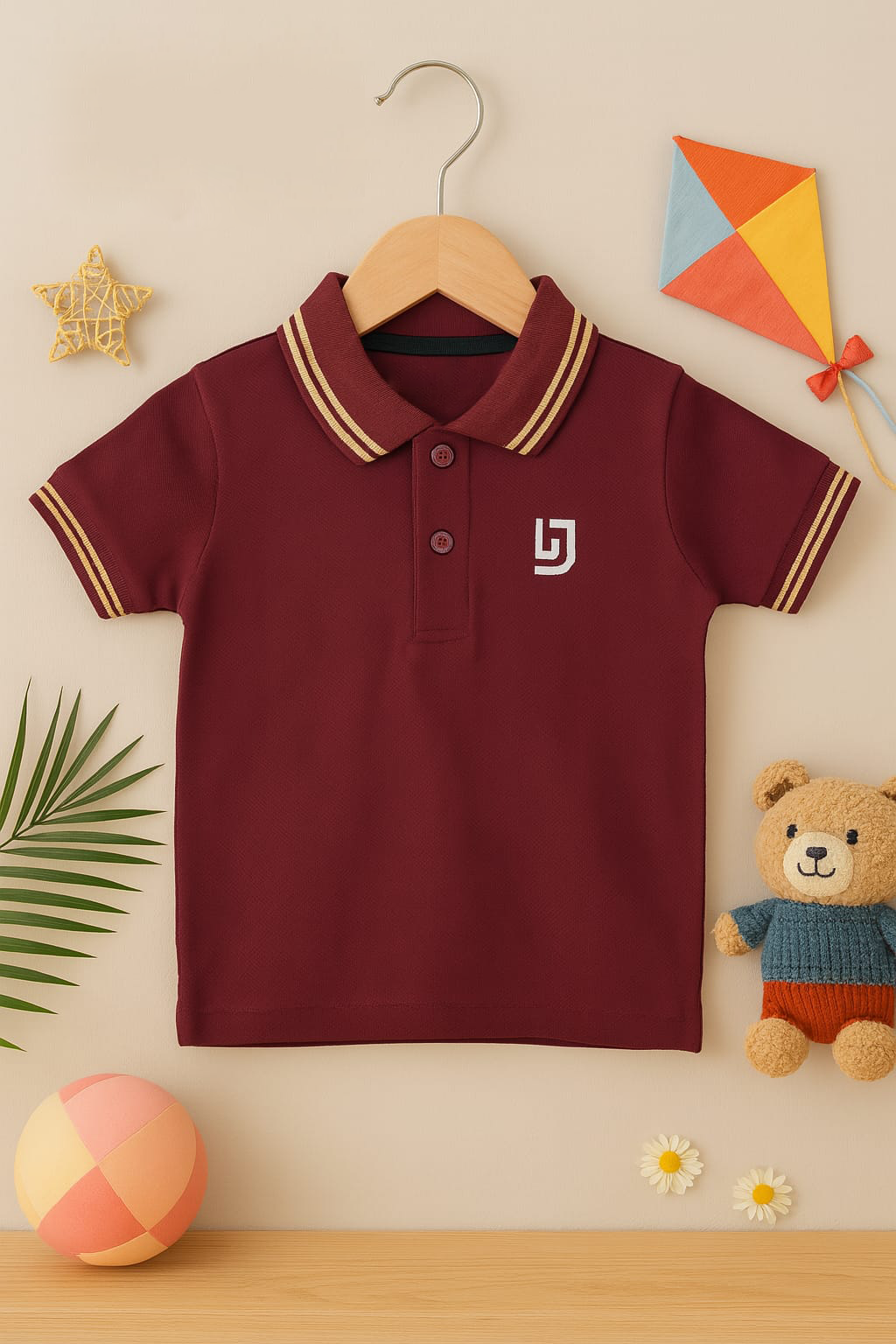Maroon kids polo summer shirt
