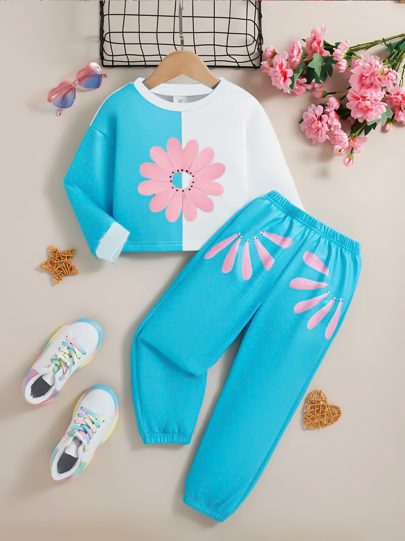 Daisy Flowers girls winter sweatshirt & trouser