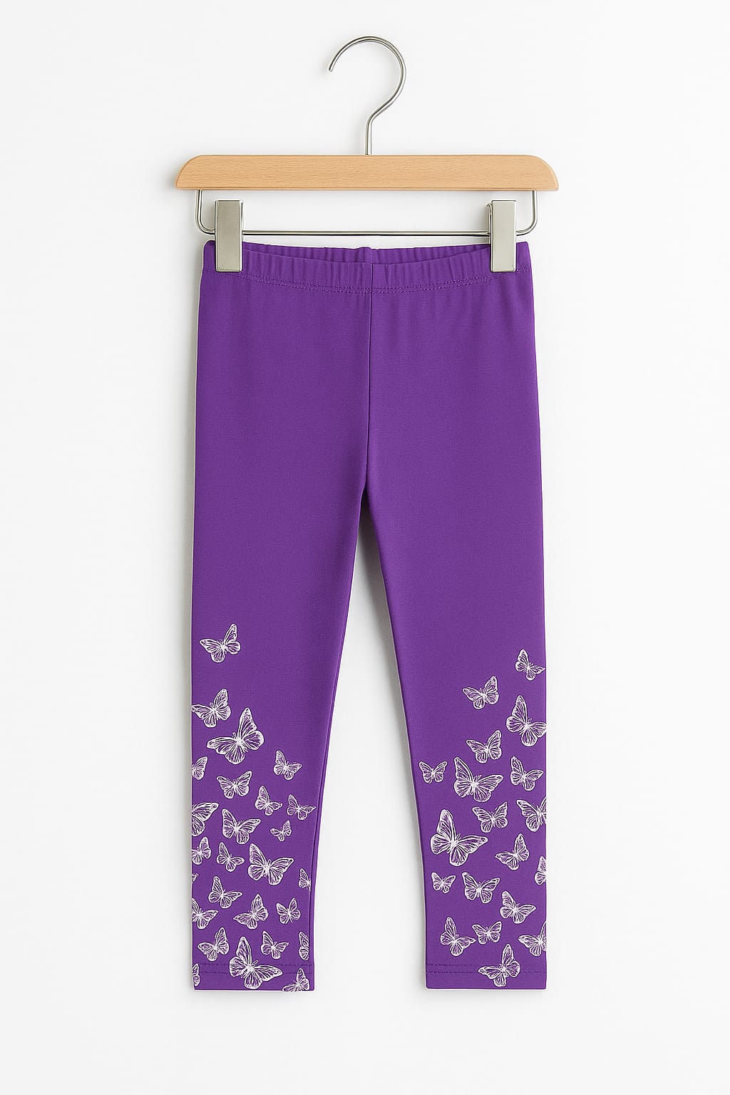 Purple color butterfly kids winter girls tights