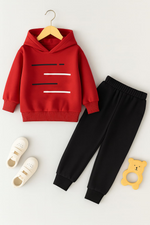 Red Lines printed winter Hoodie & trouser