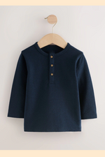 Henley navy blue full saleeves t shirt