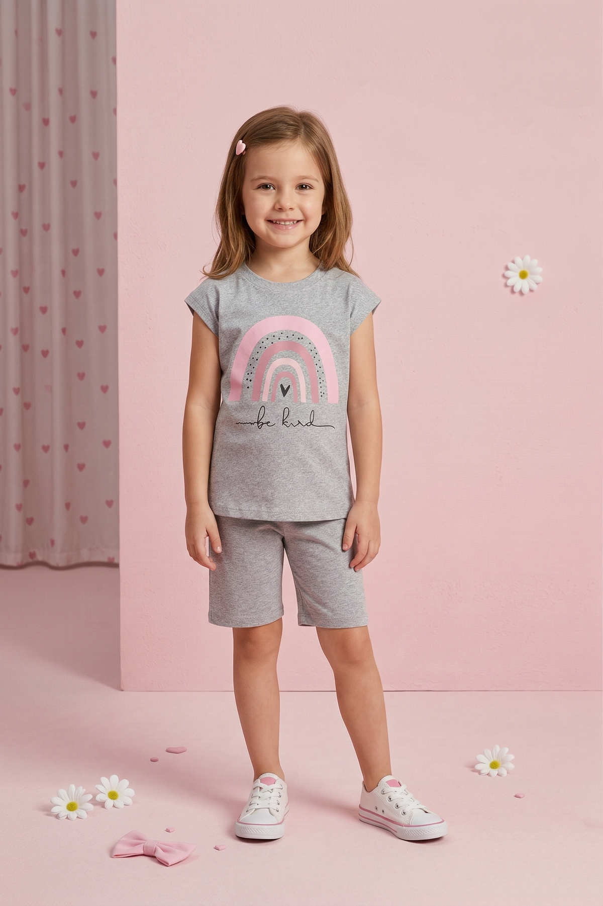 Rainbow cap sleeves summer t shirt & shorts