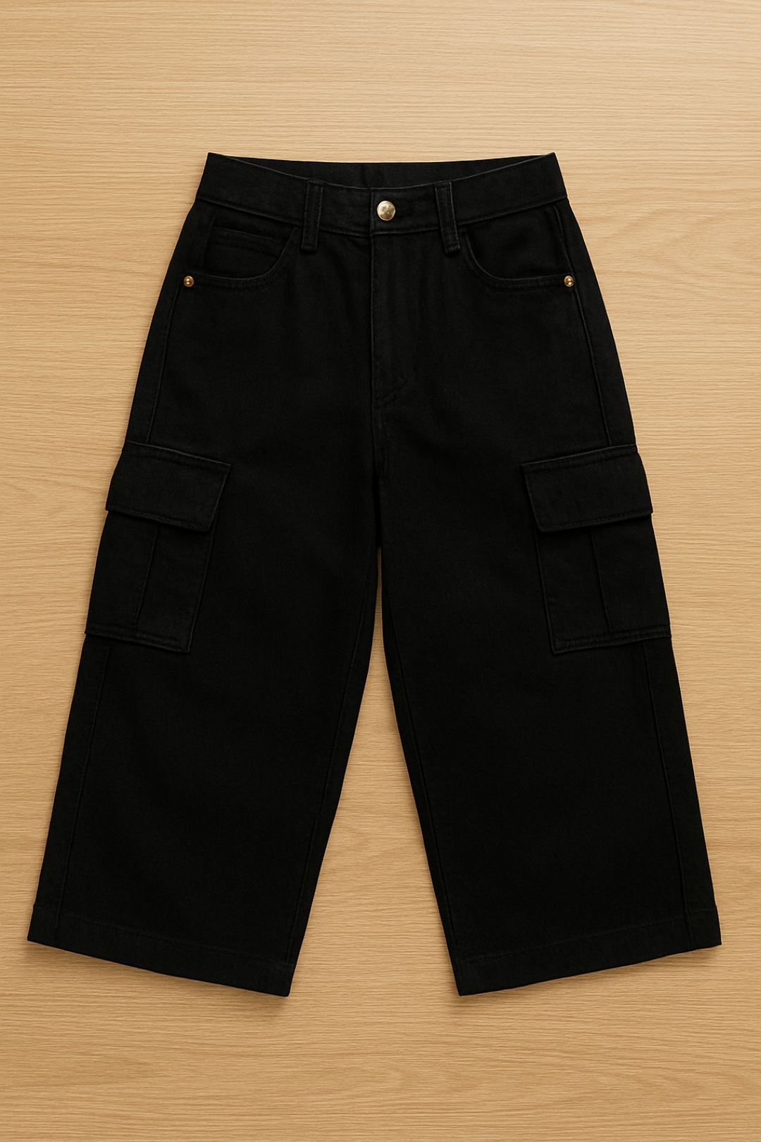 Black baggy 6 pockets boys denim jeans