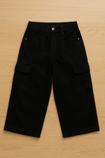 Black baggy 6 pockets boys denim jeans