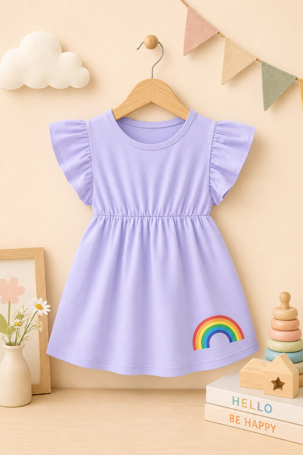 Modern Rainbow frock girls summer top