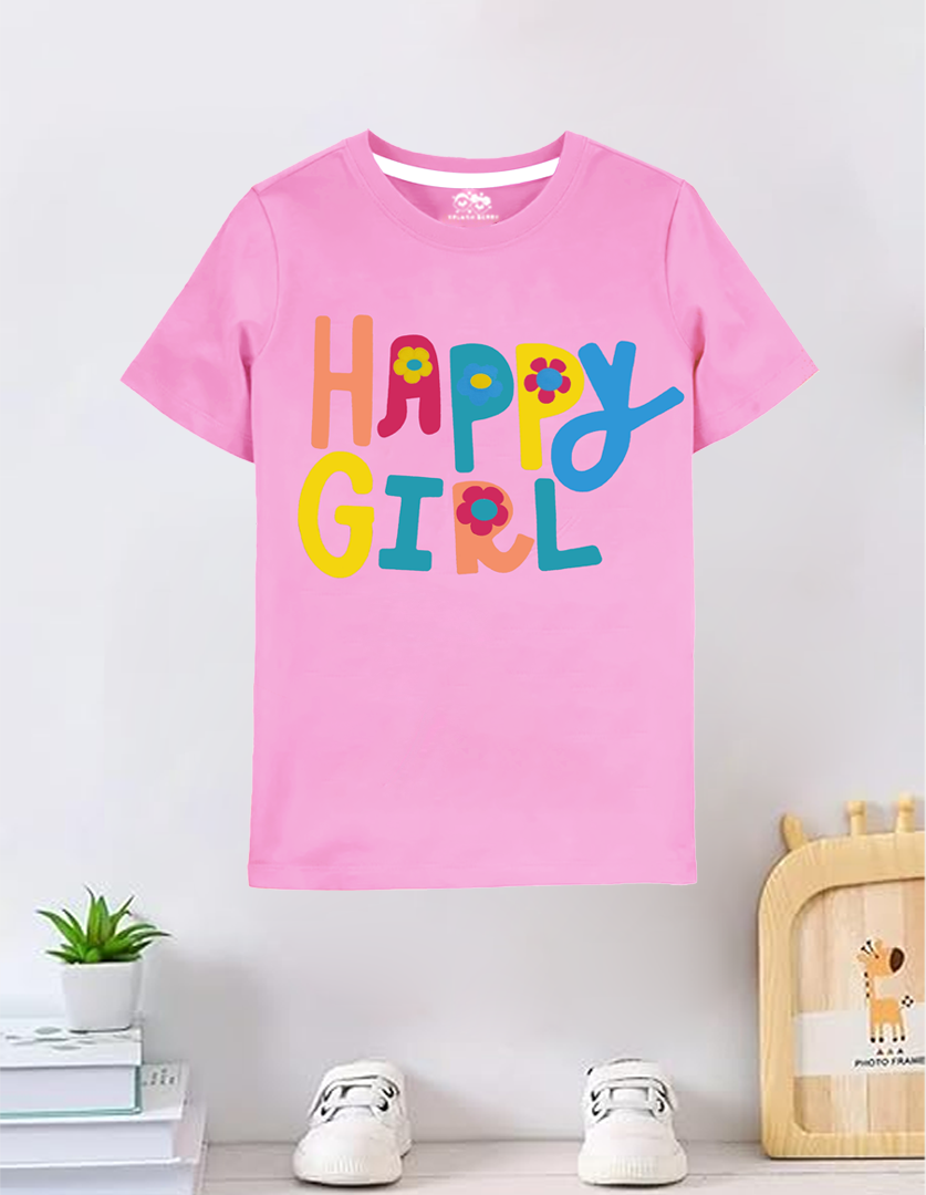 Happy girl kids summer T-shirt