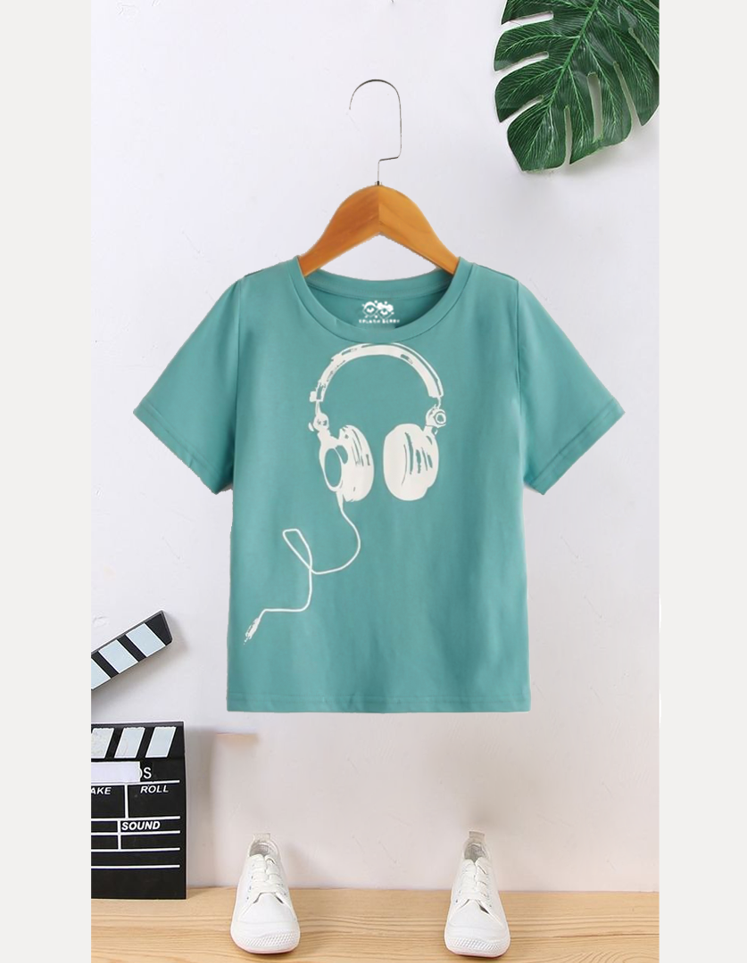 Head phone kids summer T-shirt