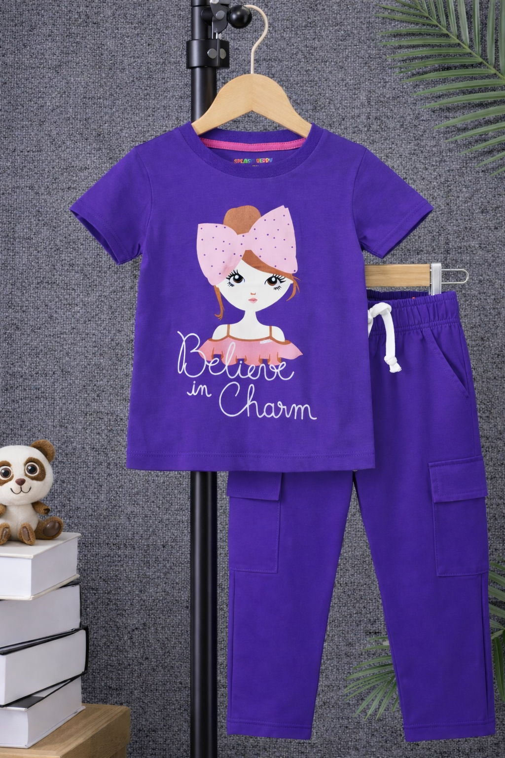 Believe in charm girls summer tshirt & trouser
