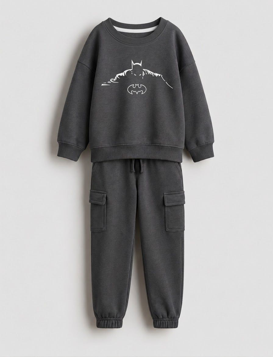 Batman Minimalist Line Art Sweatshirt & Cargo Jogger Set