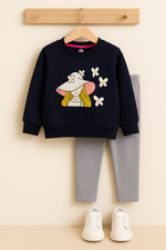 Magical girl navy kids sweatshirt with grey tights