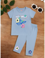 Feel great with wool flower kids T-shirt & Trouser