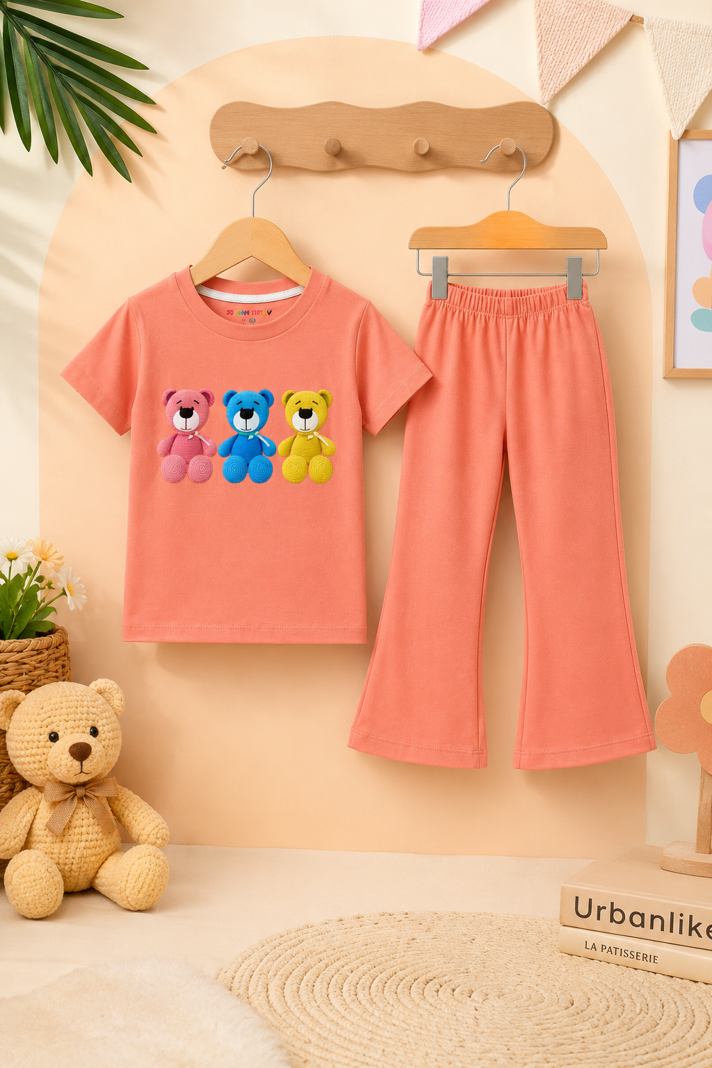 Peach Bear Princess Summer T-shirt and Trouser