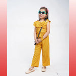 Yellow Dots Printed Cotton Girls Jumpsuit