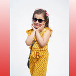 Yellow Dots Printed Cotton Girls Jumpsuit
