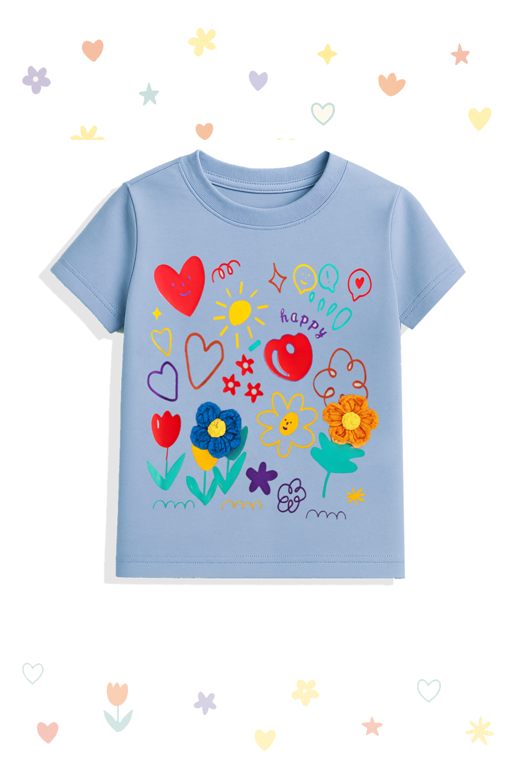 Smiley Day Flower girl kids summer t-shirt