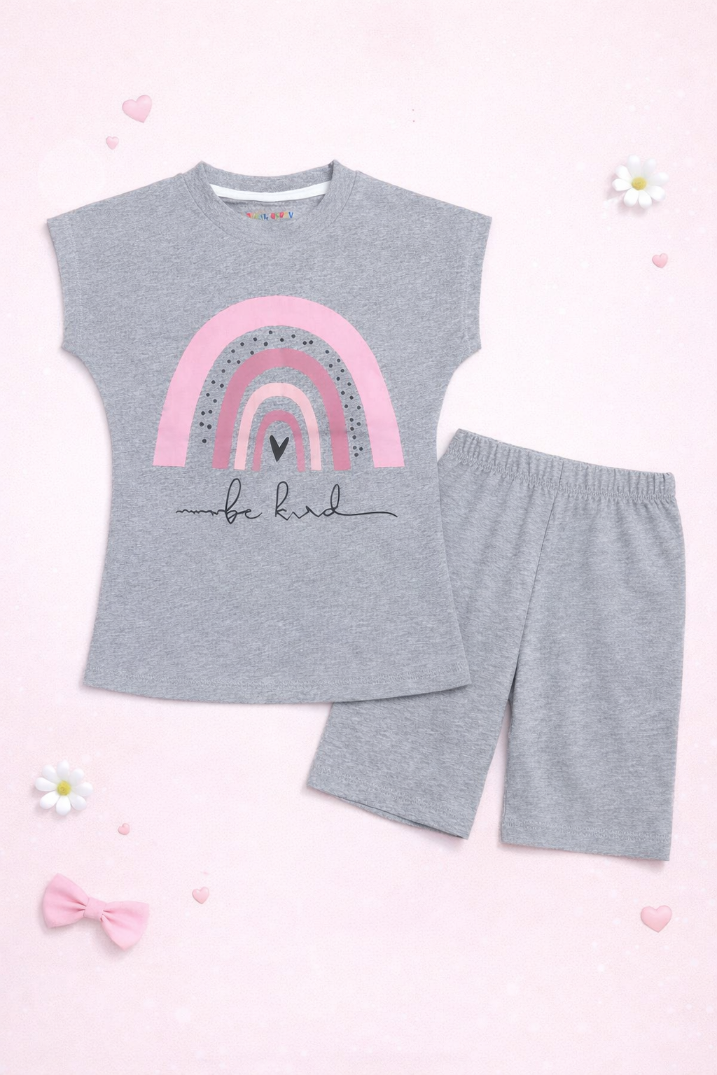 Rainbow cap sleeves summer t shirt & shorts