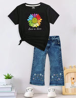 Love girlish summer T-shirt & jeans set