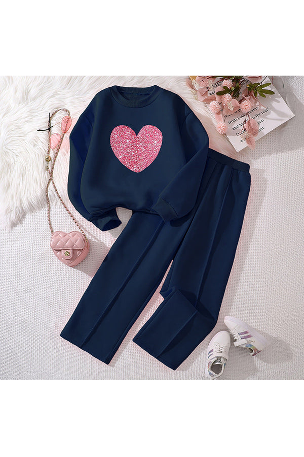 Sparking heart sweatshirt & trouser