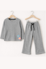 Grey Flowers girls thermal shirt & trouser