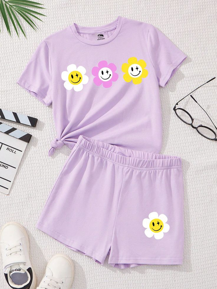 Flora flowers girlish summer T-shirt & short
