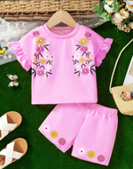 Pink Flaws girlish summer T-shirt & short