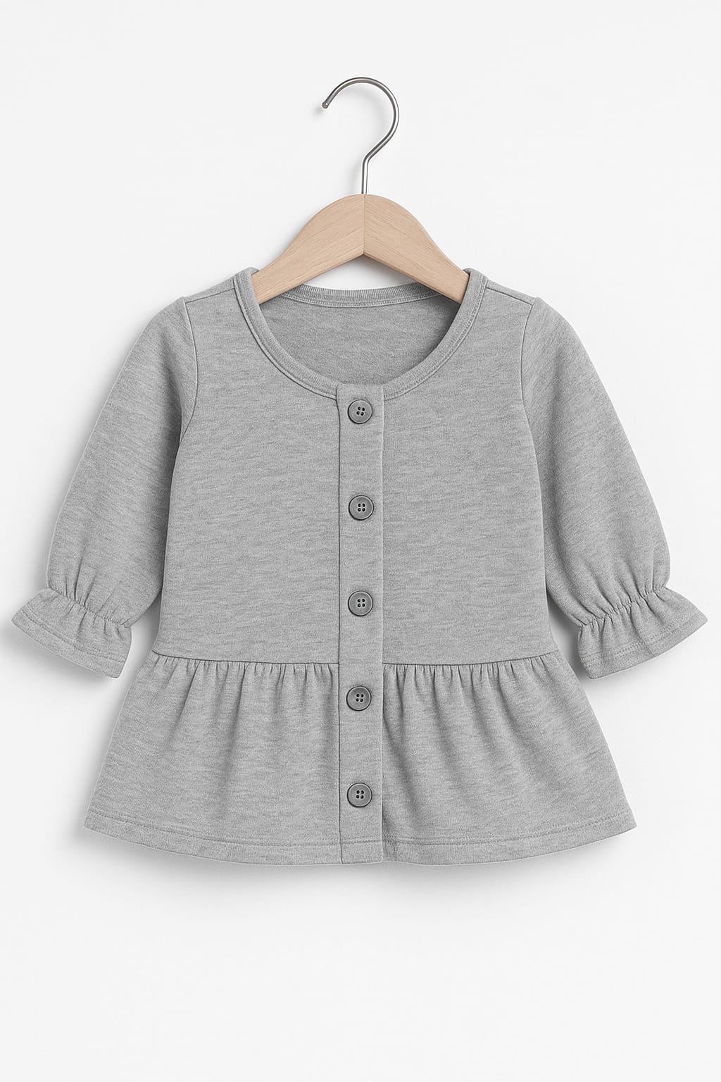 Grey fleece girls winter frock