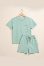 Sage Green with pocket Kids Summer T-shirt & short