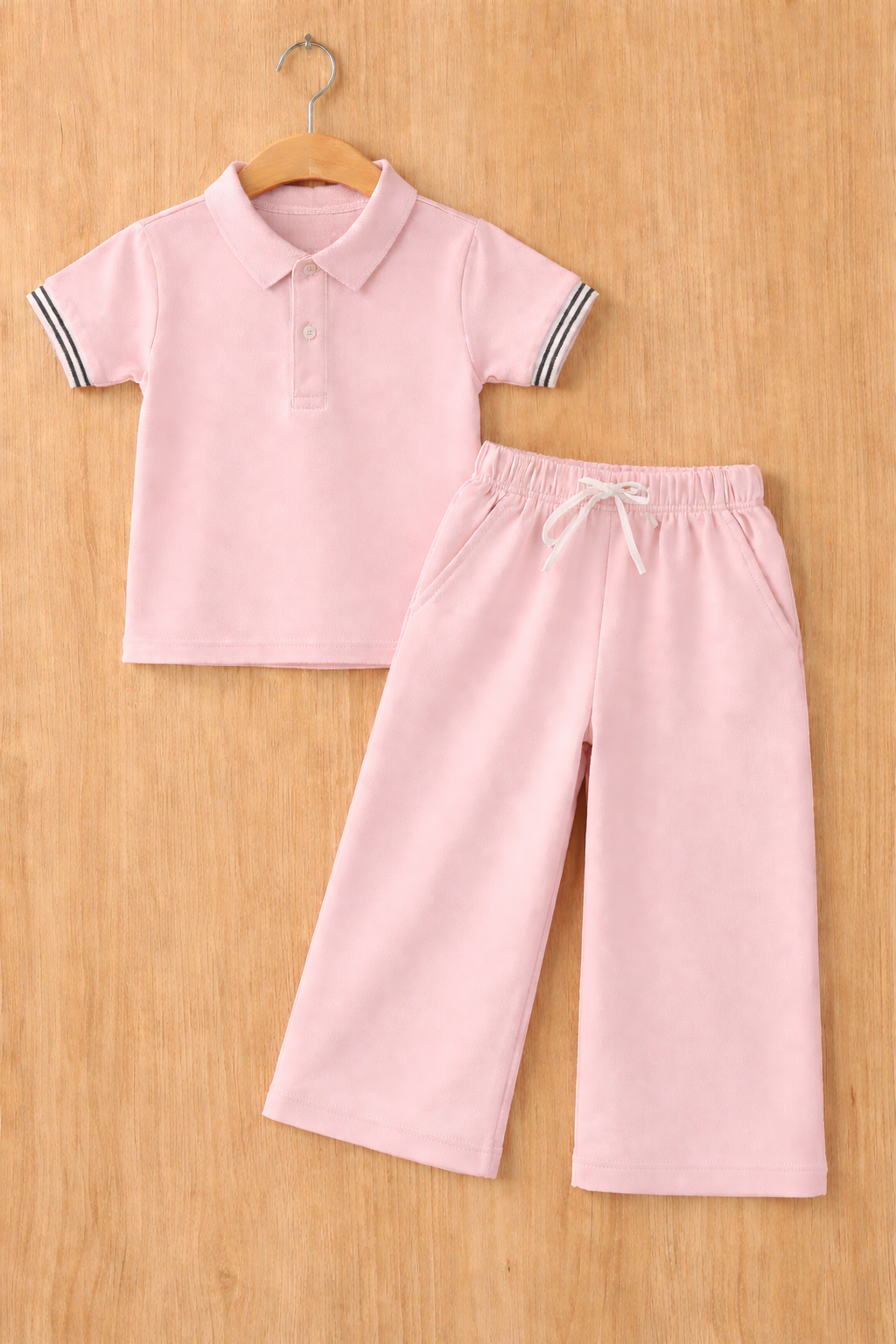 Blush Pink Polo girls tshirt and trouser