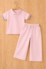 Blush Pink Polo girls tshirt and trouser