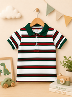 Classic Green & Red Stripe Polo Shirt