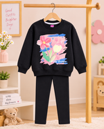 Lovely flower Sweatshirt with Black winter tight