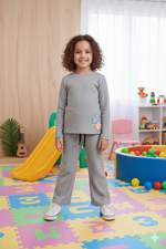 Grey Flowers girls thermal shirt & trouser