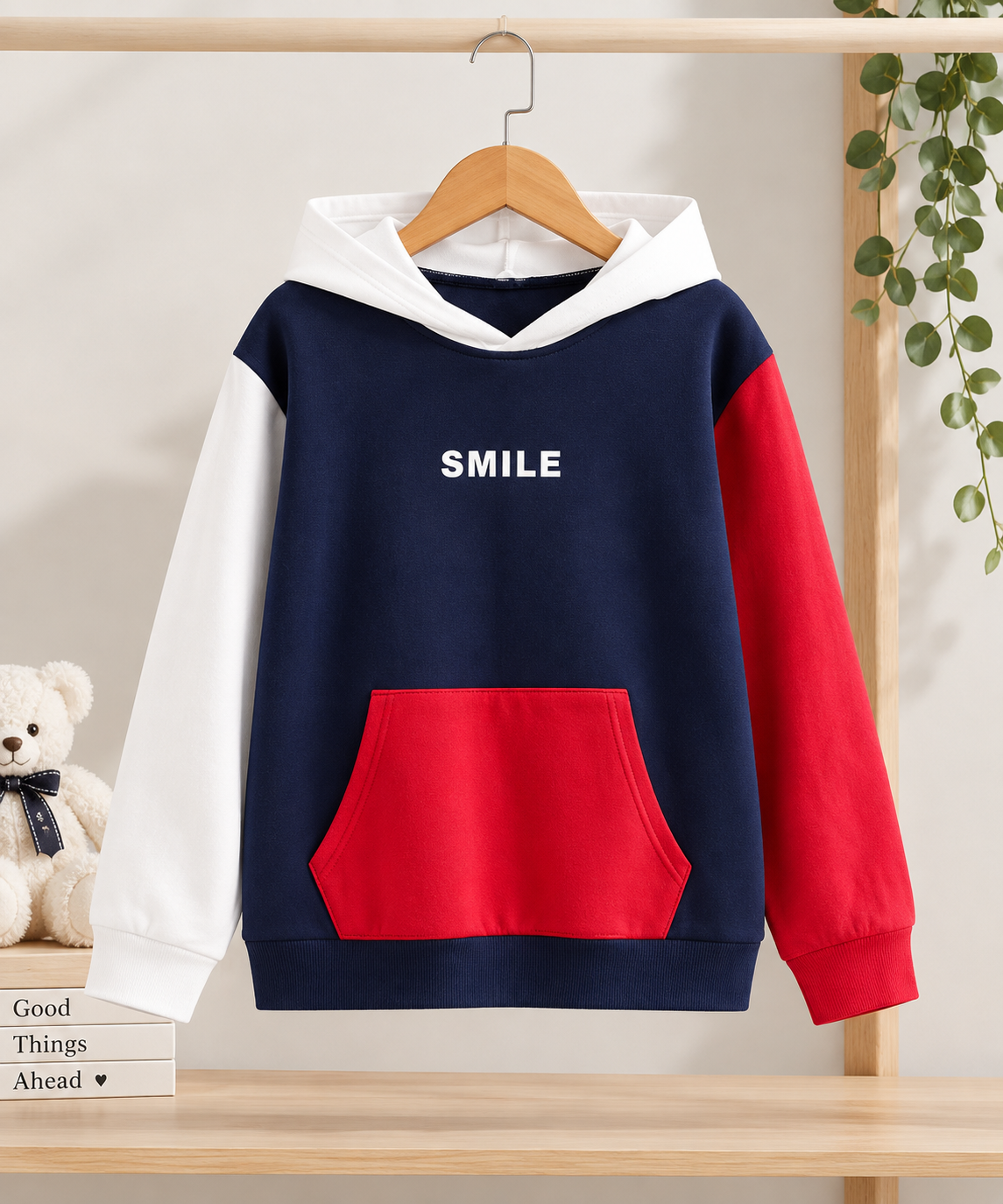 Smile Contrast winter kids Hoodie
