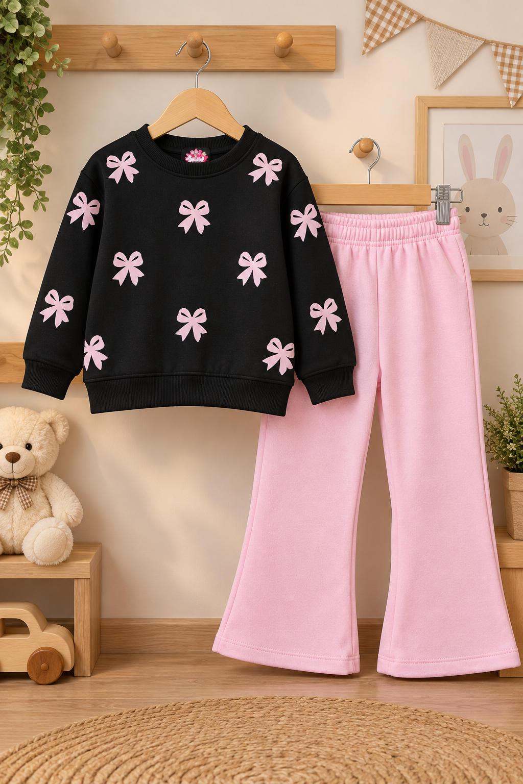 Pink Bow Kids Sweatshirt and Trouser