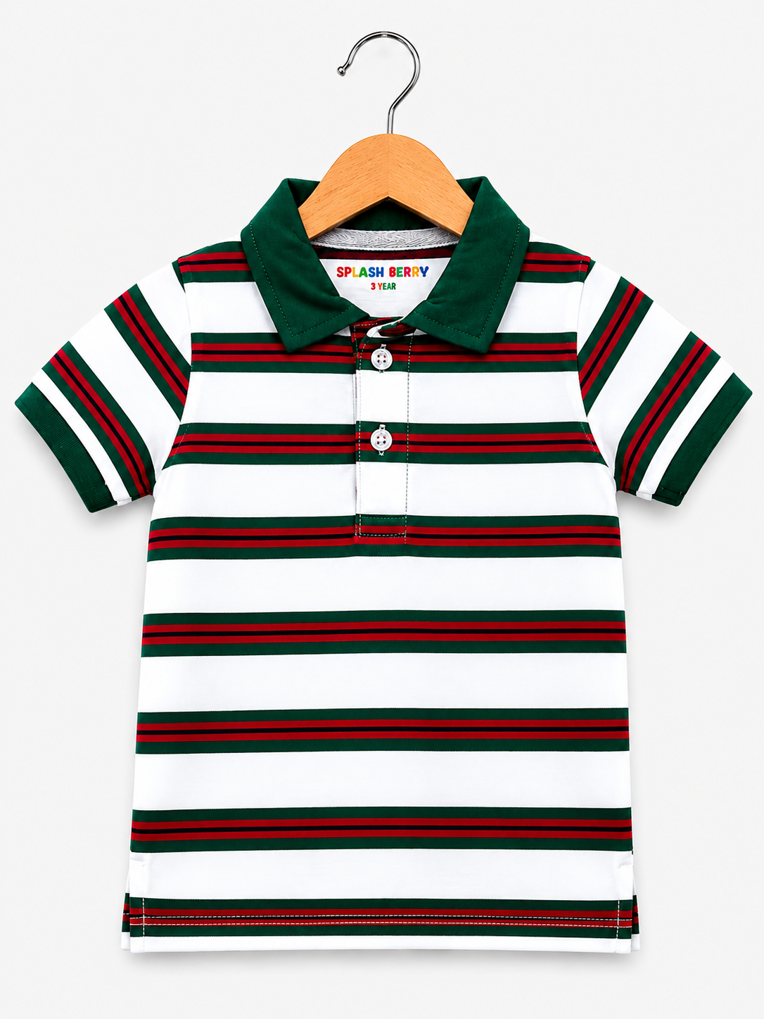 Classic Green & Red Stripe Polo Shirt