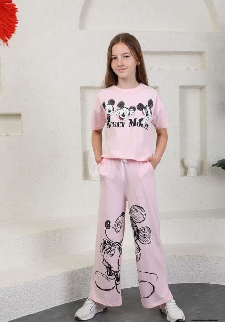 Pink mickey girls summer tshirt & trouser