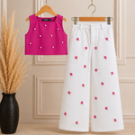 Pearl Bloom Garden Outfit Top with Embroidered Pent