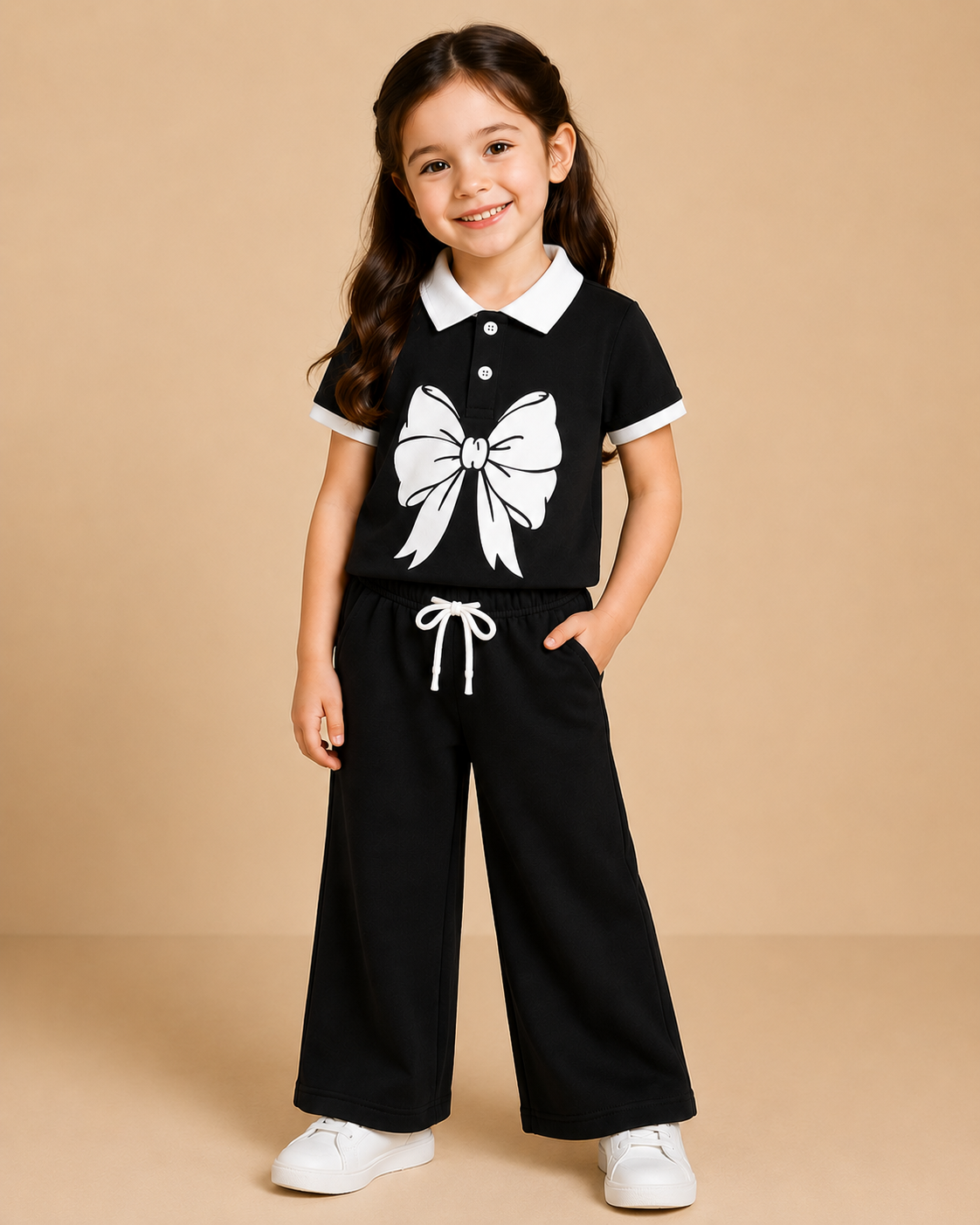 Midnight Bow Polo Summer T-shirt and Trouser
