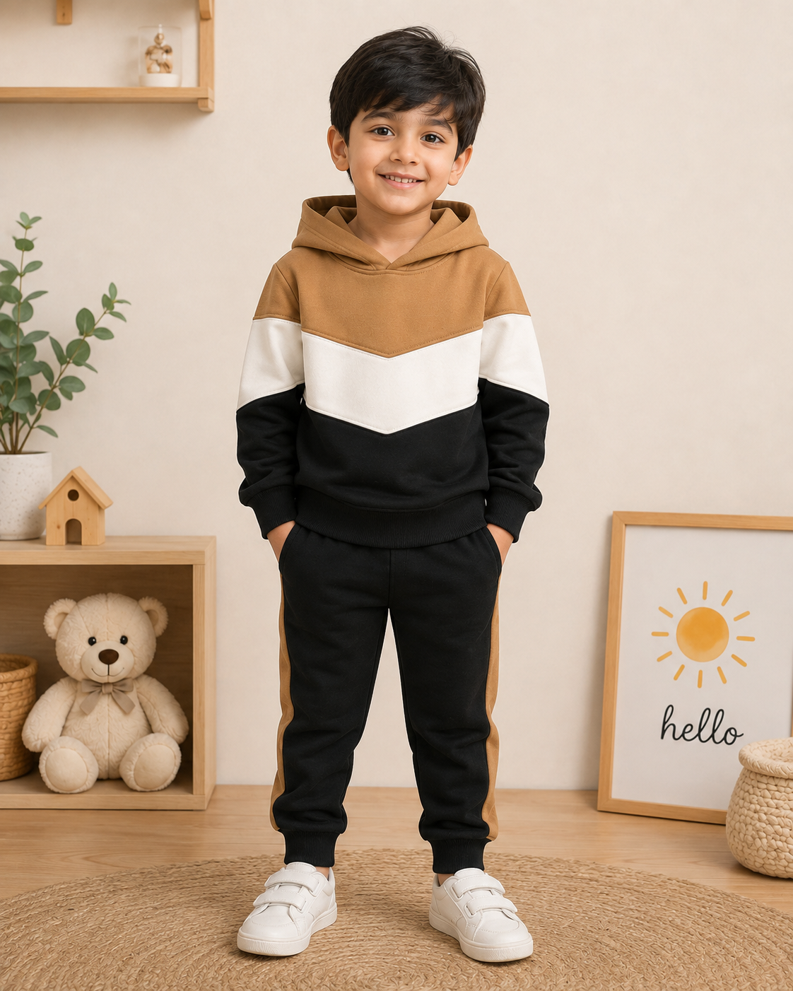 Urban stripe kids hood & trouser