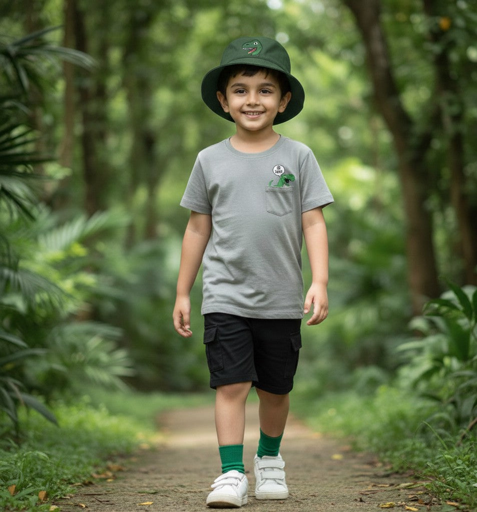 Dino Kids Summer T-shirt & cargo pocket short